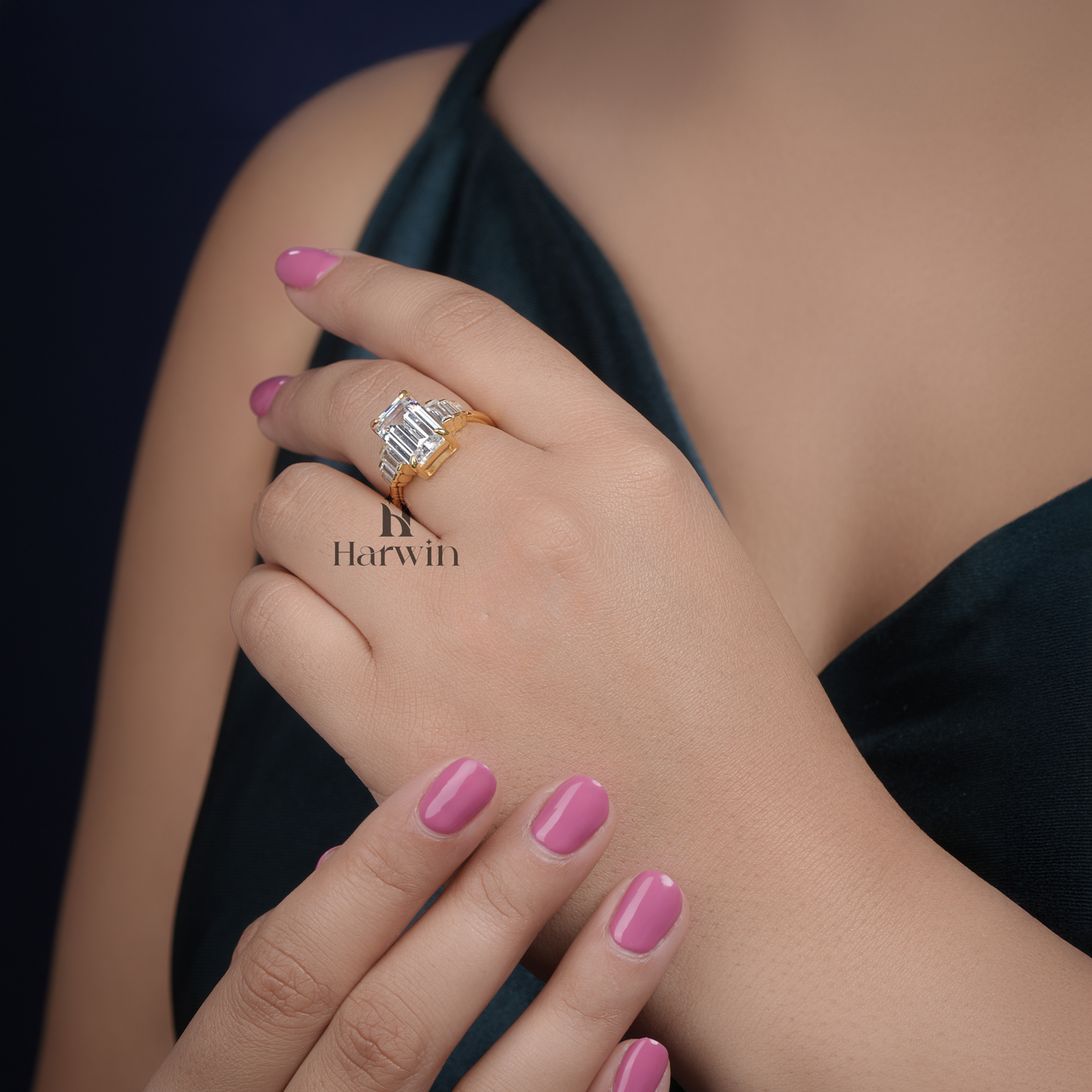 Baguette Moissanite Engagement Ring