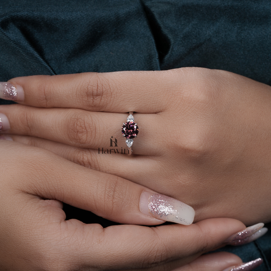 Pink Stone Round Shaped Ring