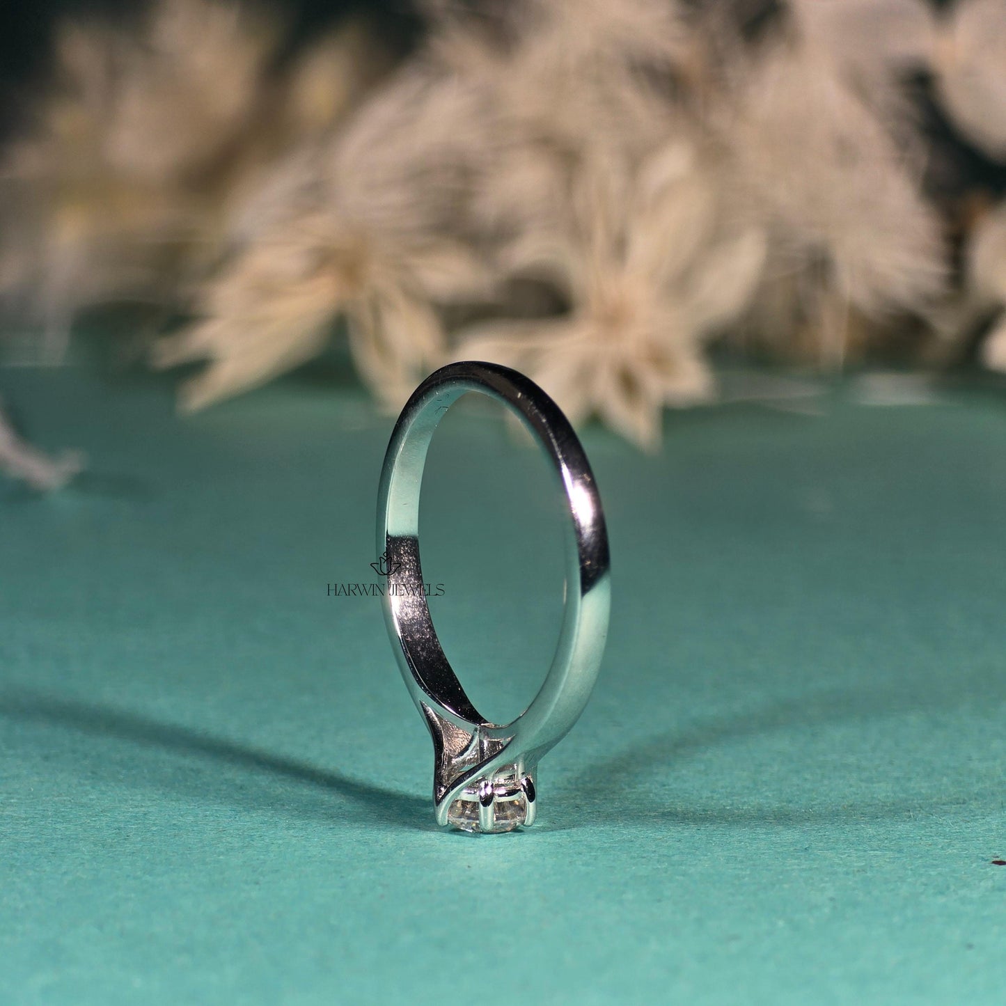 Round Brilliant Cut Lab Grown Diamond Solitaire Engagement Ring, 6 Prongs 14k White Gold , 0.75CT to 1.25CT Lab Diamond Anniversary Ring