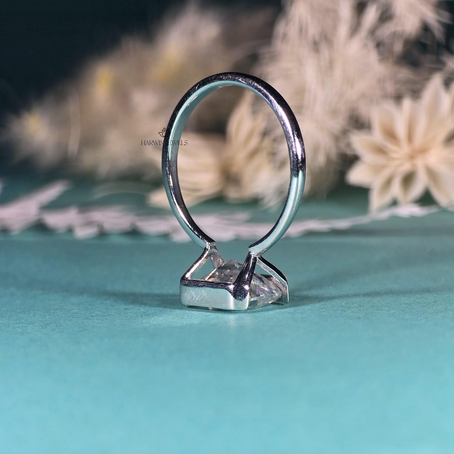 2 CT Radiant Cut Half Bezel Moissanite Wedding Ring 10K Solid White Gold Minimalist Bridal Anniversary Ring Solitaire Ring Gift For Her