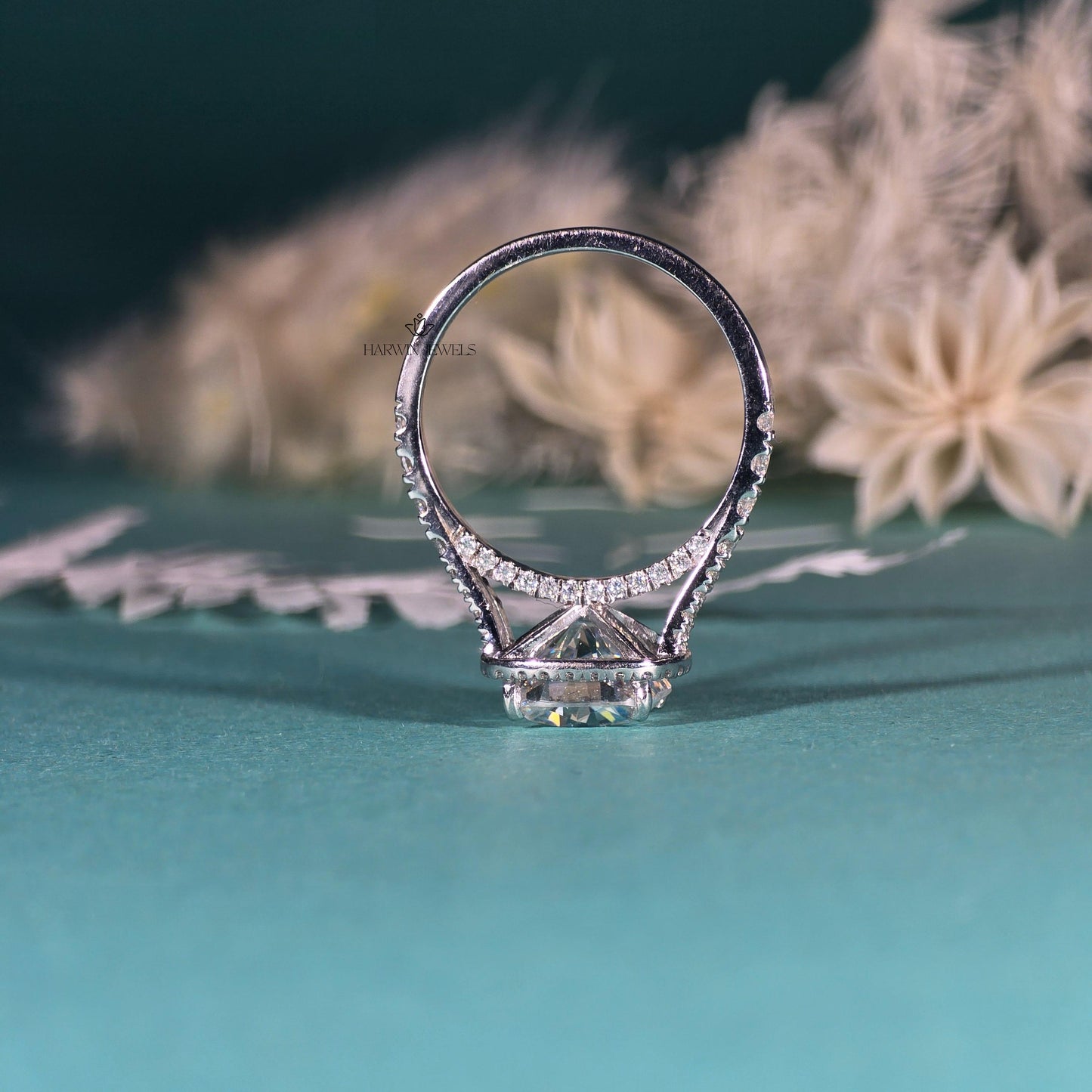 3.50 Carats Cushion Cut Halo Engagement Ring/ Bridal wedding ring set, White Gold Promise Ring, Pave Band, Anniversary Ring,Wedding Ring Set