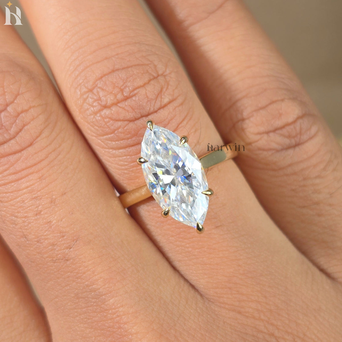 4 CT Marquise Cut Lab Grown Diamond Ring Hidden Halo Ring IGI Certified.