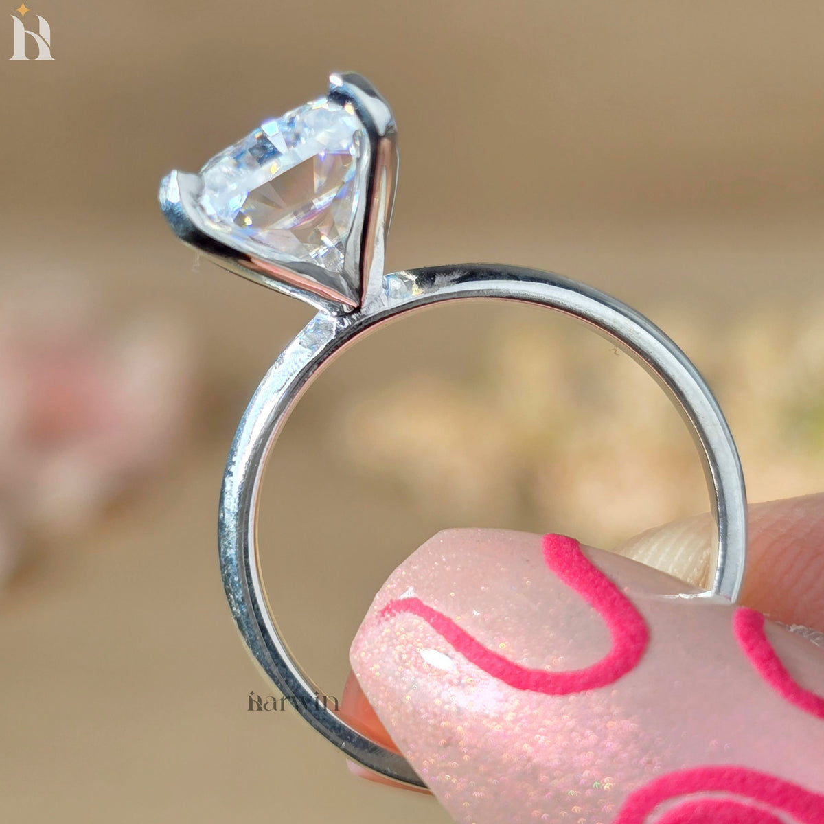 4 CT Radiant Cut Moissanite Simple Solitaire Engagement Ring