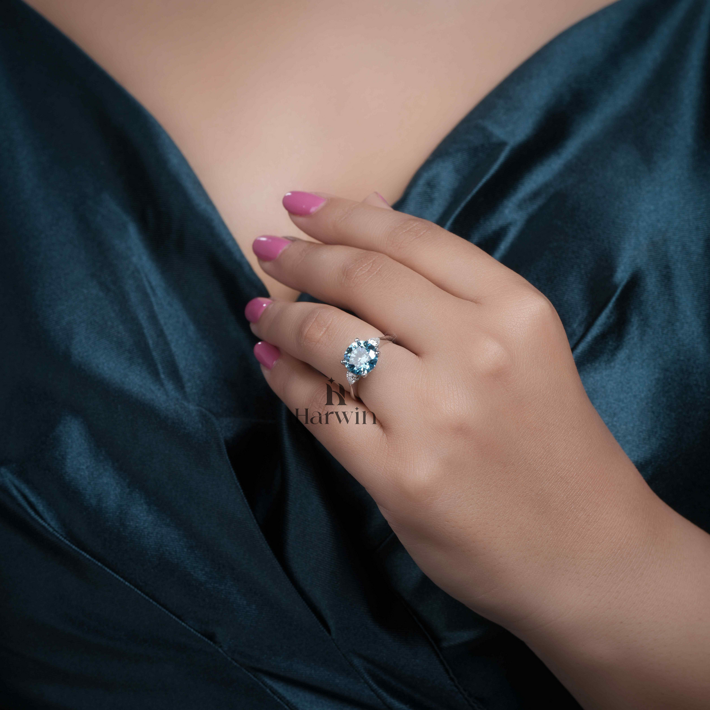 Ceylon Blue Cushion Cut Ring
