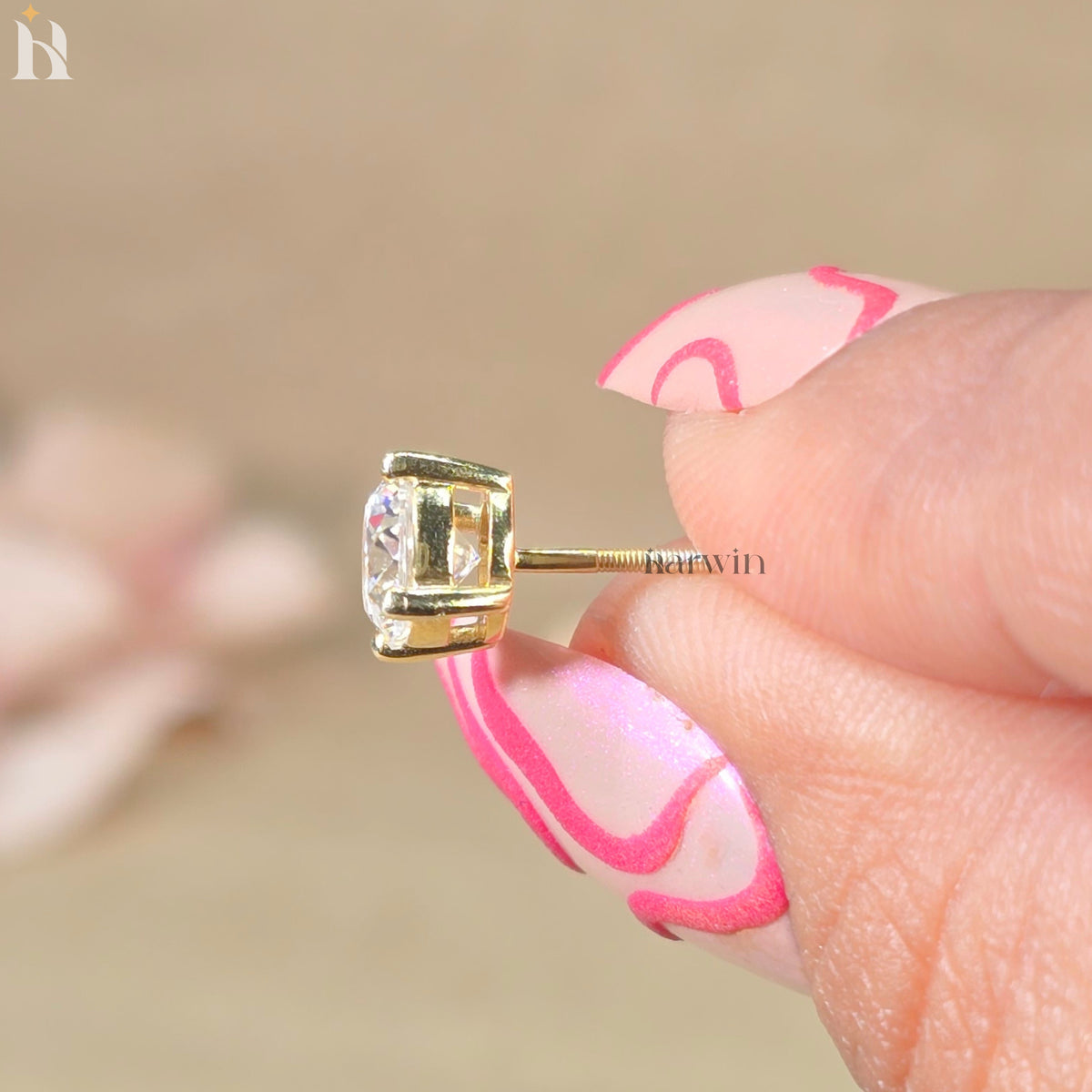 Round Cut Moissanite Solitaire Stud Earrings, Everyday Elegance, Bridal Jewelry Gift for Her