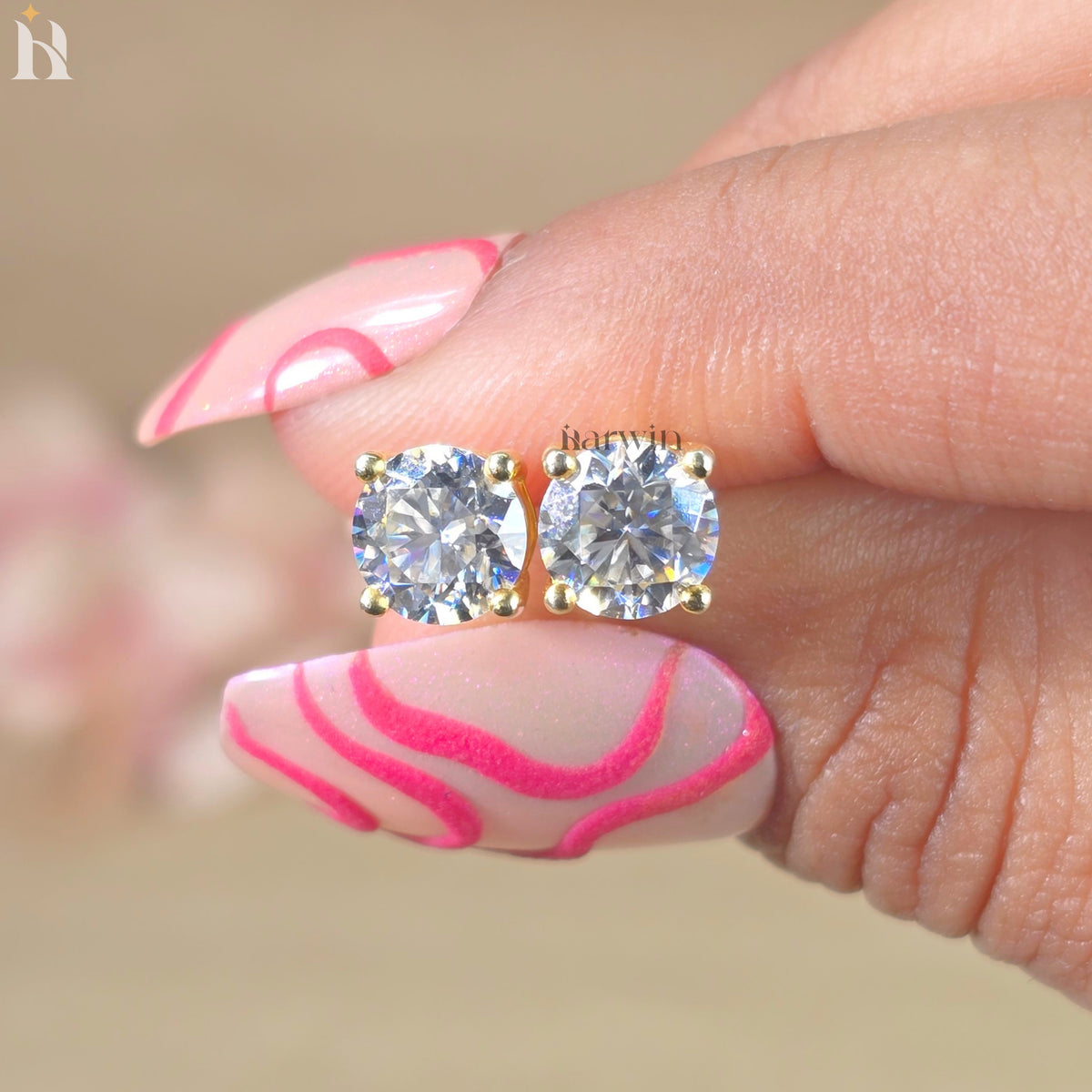 Round Cut Moissanite Solitaire Stud Earrings, Everyday Elegance, Bridal Jewelry Gift for Her