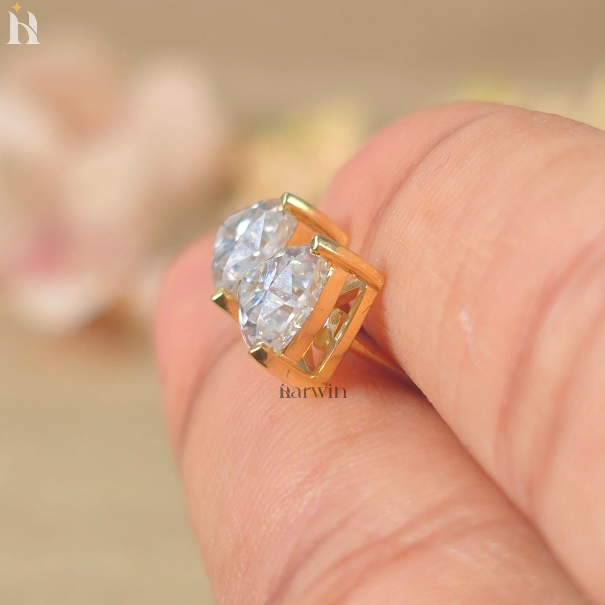 2TCW Trillion Cut Moissanite Solitaire Stud Earrings, Earrings In 925 Silver, Gift For Wife