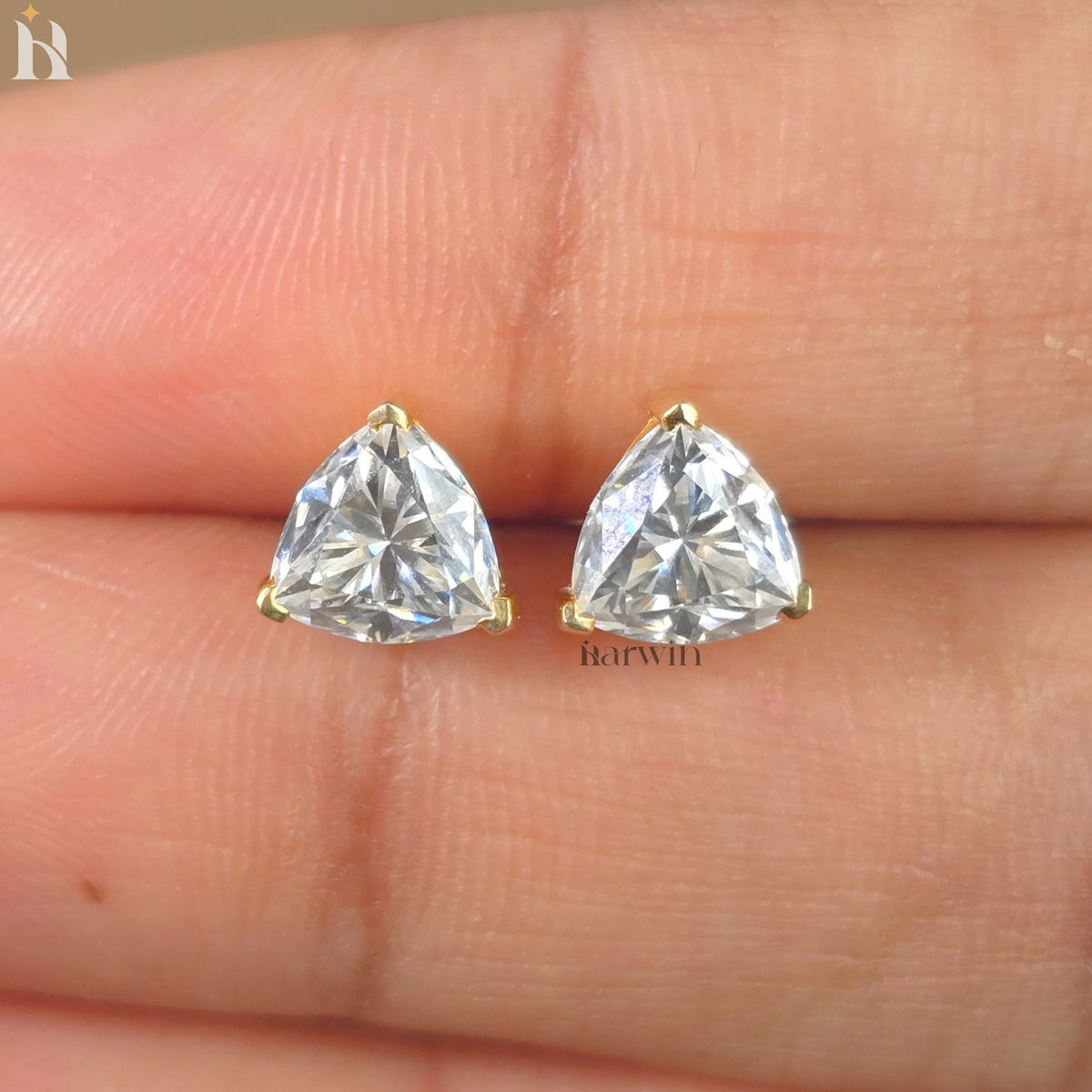 2TCW Trillion Cut Moissanite Solitaire Stud Earrings, Earrings In 925 Silver, Gift For Wife