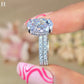 4 CT Oval Cut Moissanite Engagement Ring, half Eternity Wedding Bridal set