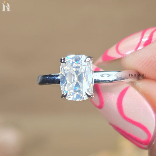 3 CT Elongated Cushion Cut Moissanite Engagement Ring, White Gold Wedding Ring