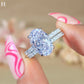 4 CT Oval Cut Moissanite Engagement Ring, half Eternity Wedding Bridal set