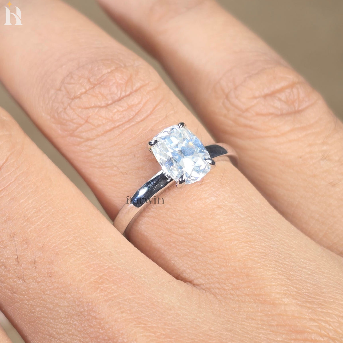 3 CT Elongated Cushion Cut Moissanite Engagement Ring, White Gold Wedding Ring