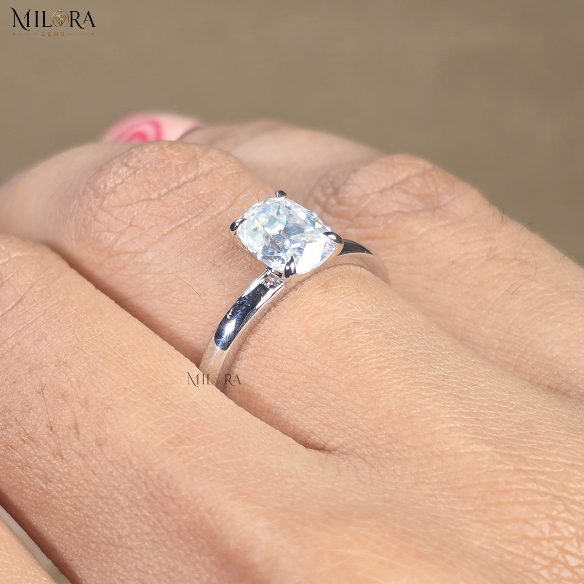 3 CT Elongated Cushion Cut Moissanite Engagement Ring, White Gold Wedding Ring