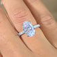 4 CT Oval Cut Moissanite Engagement Ring, Half Pave Setting Band, Hidden halo Ring