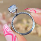 4 CT Oval Cut Moissanite Engagement Ring, Half Pave Setting Band, Hidden halo Ring