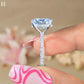 4 CT Oval Cut Moissanite Engagement Ring, Half Pave Setting Band, Hidden halo Ring