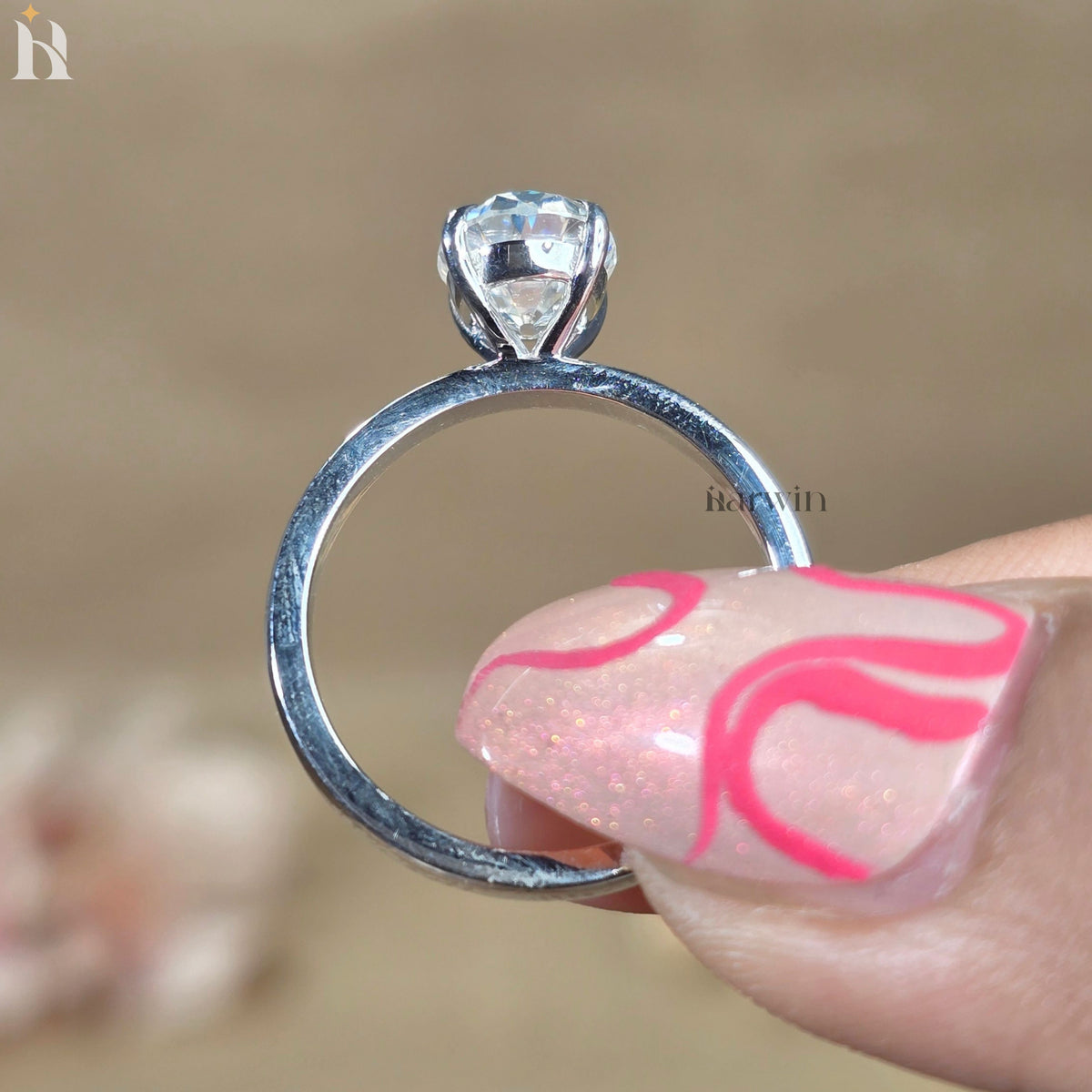 3 CT Oval Cut Moissanite Engagement Ring, Prong Set Solitaire Wedding Ring