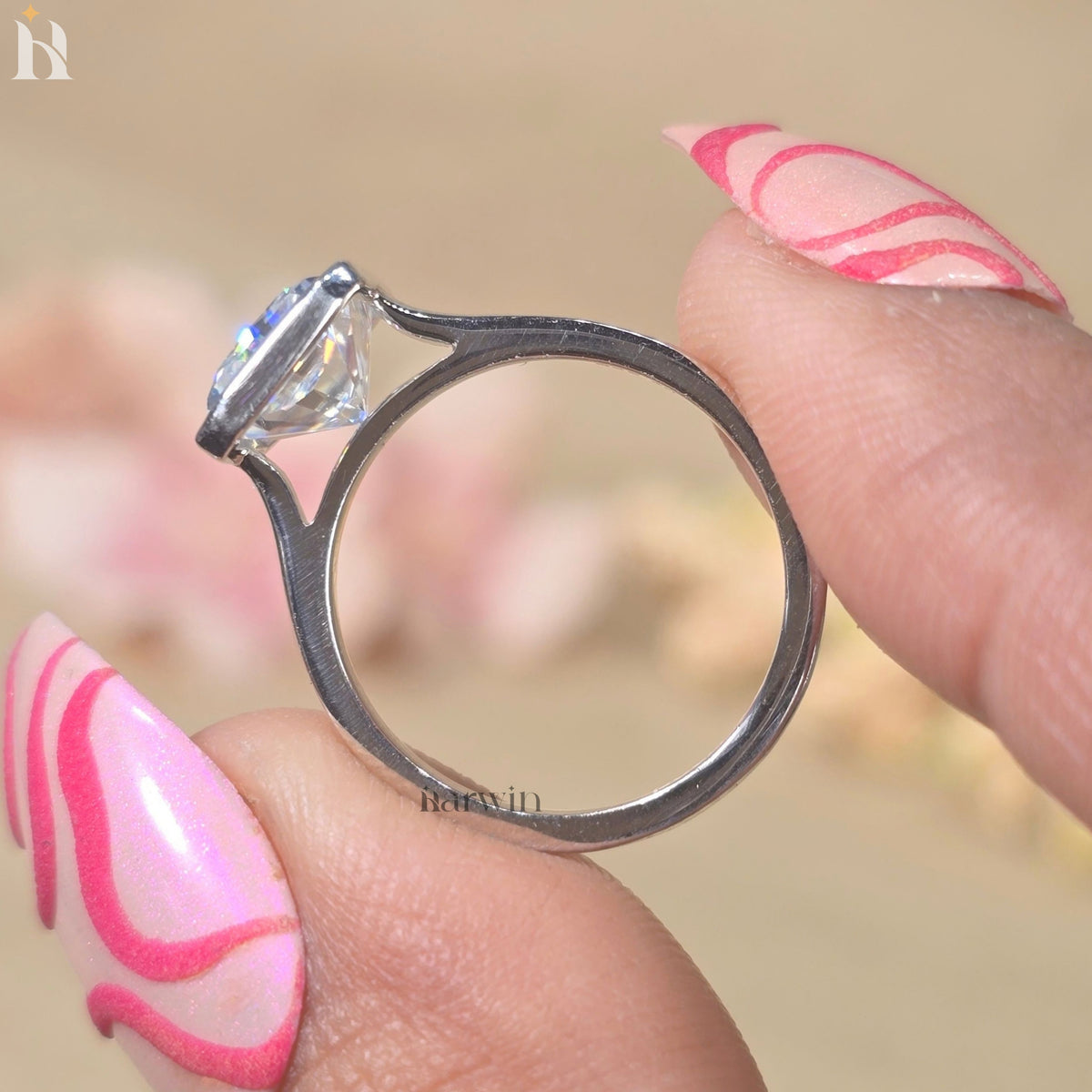 2 CT Radiant Cut Moissanite Engagement Ring, Bezel Set Ring, Minimal Silver Jewelry