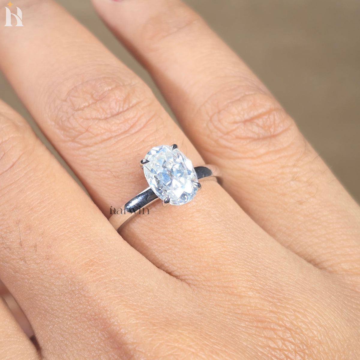 3 CT Oval Cut Moissanite Engagement Ring, Prong Set Solitaire Wedding Ring