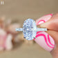 4 CT Oval Cut Moissanite Engagement Ring, Half Pave Setting Band, Hidden halo Ring