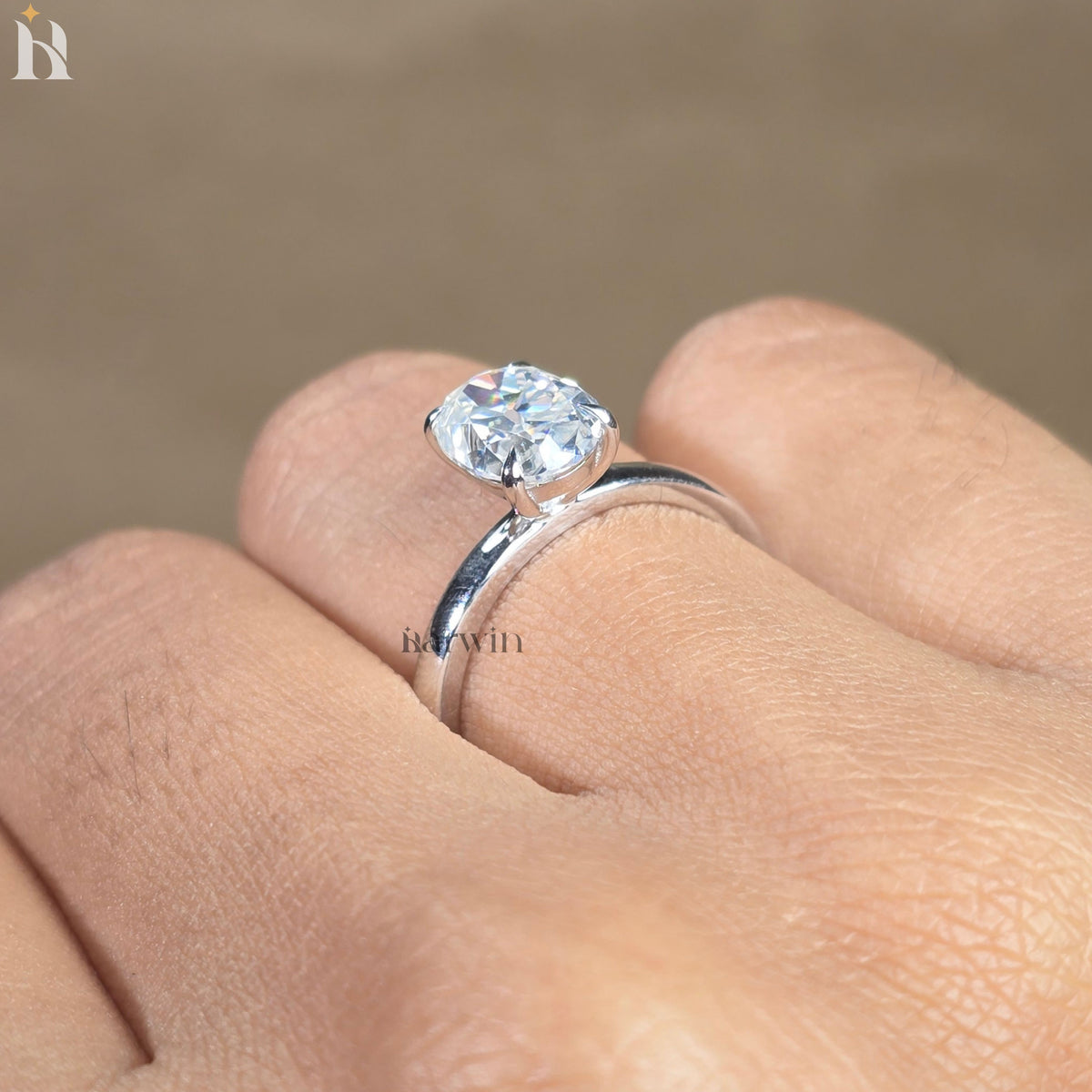 3 CT Oval Cut Moissanite Engagement Ring, Prong Set Solitaire Wedding Ring