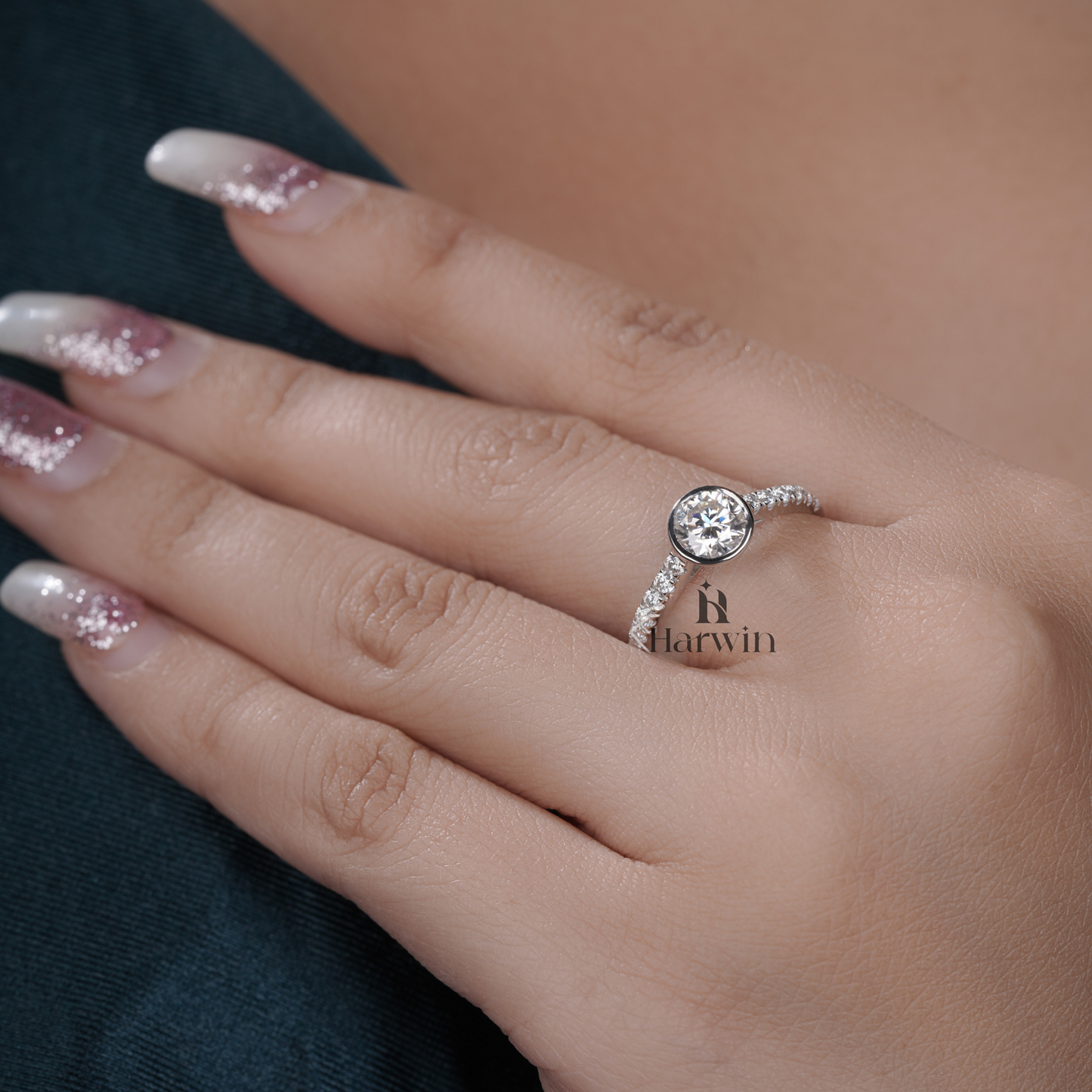 Round Moissanite Engagement Ring