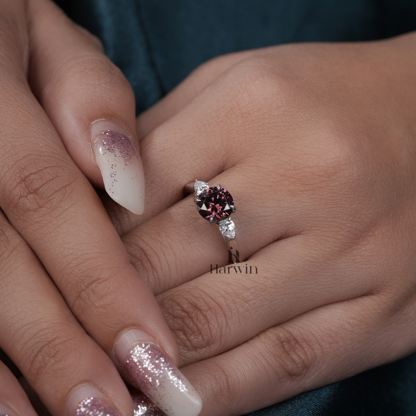 Pink Stone Round Shaped Ring