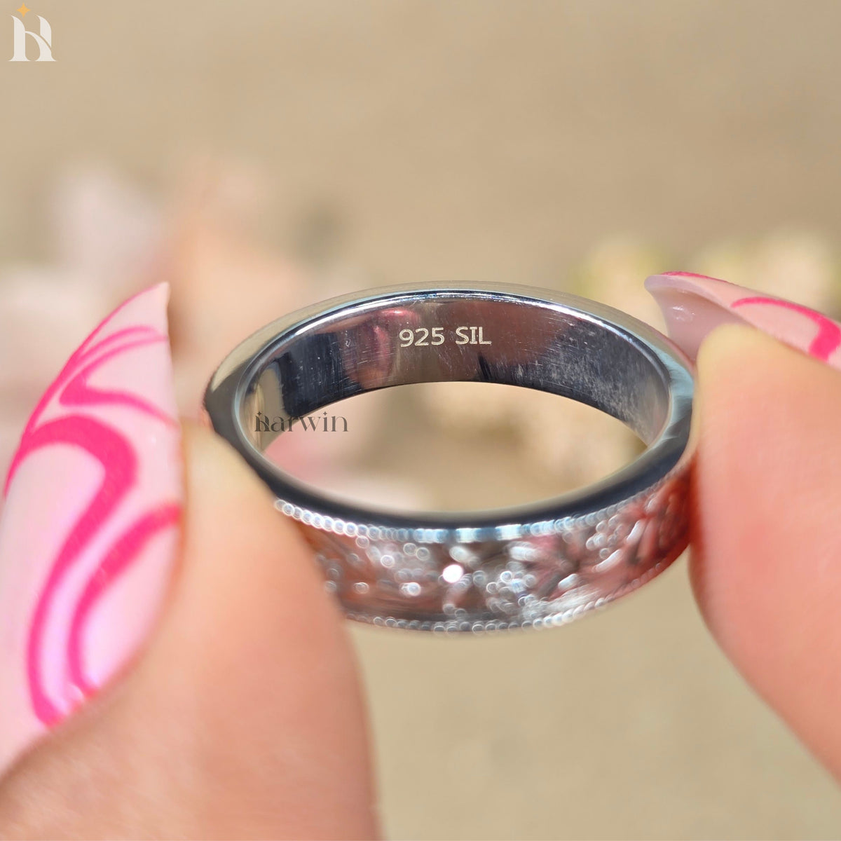 Round  Diamond Flush Milgrain Wedding Band, 4.80MM Wide Vintage Look Wedding Ring
