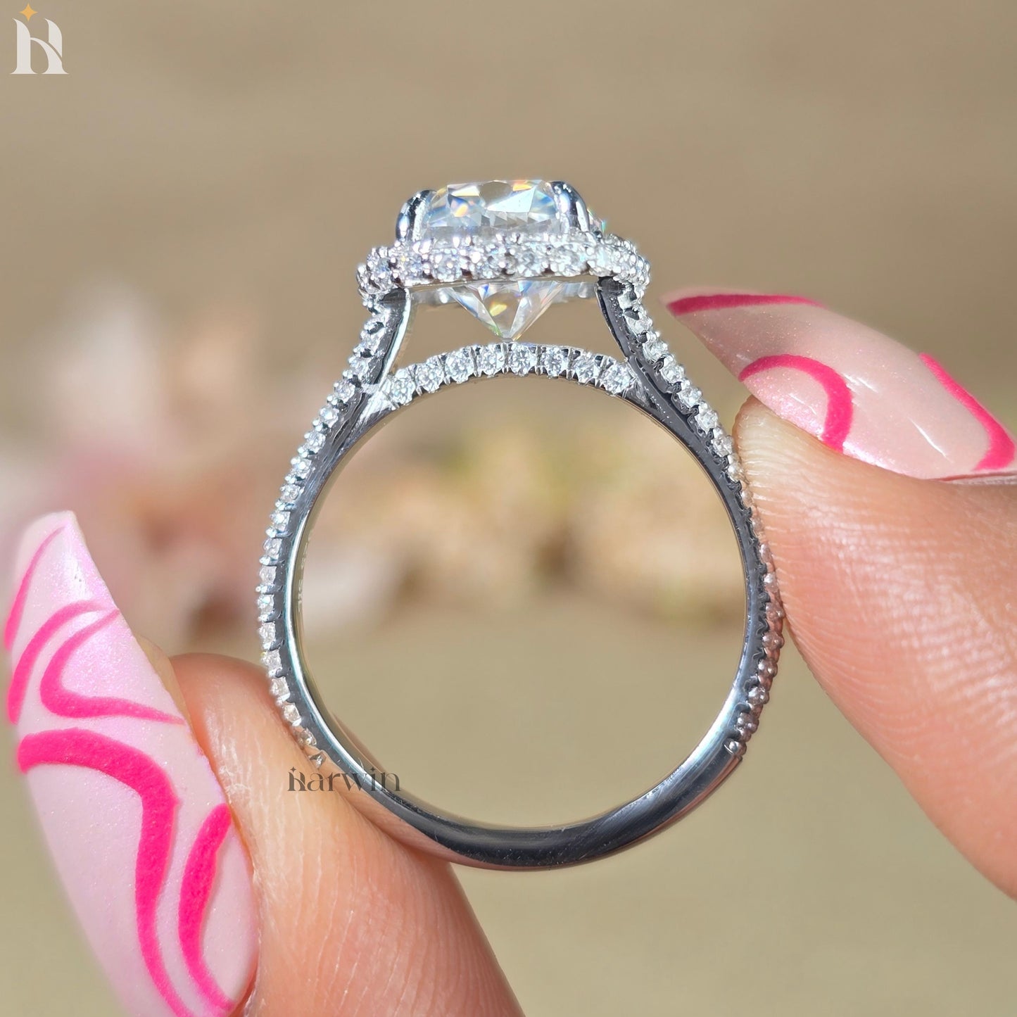 4CT Elongated Cushion Cut Moissanite Wedding Ring