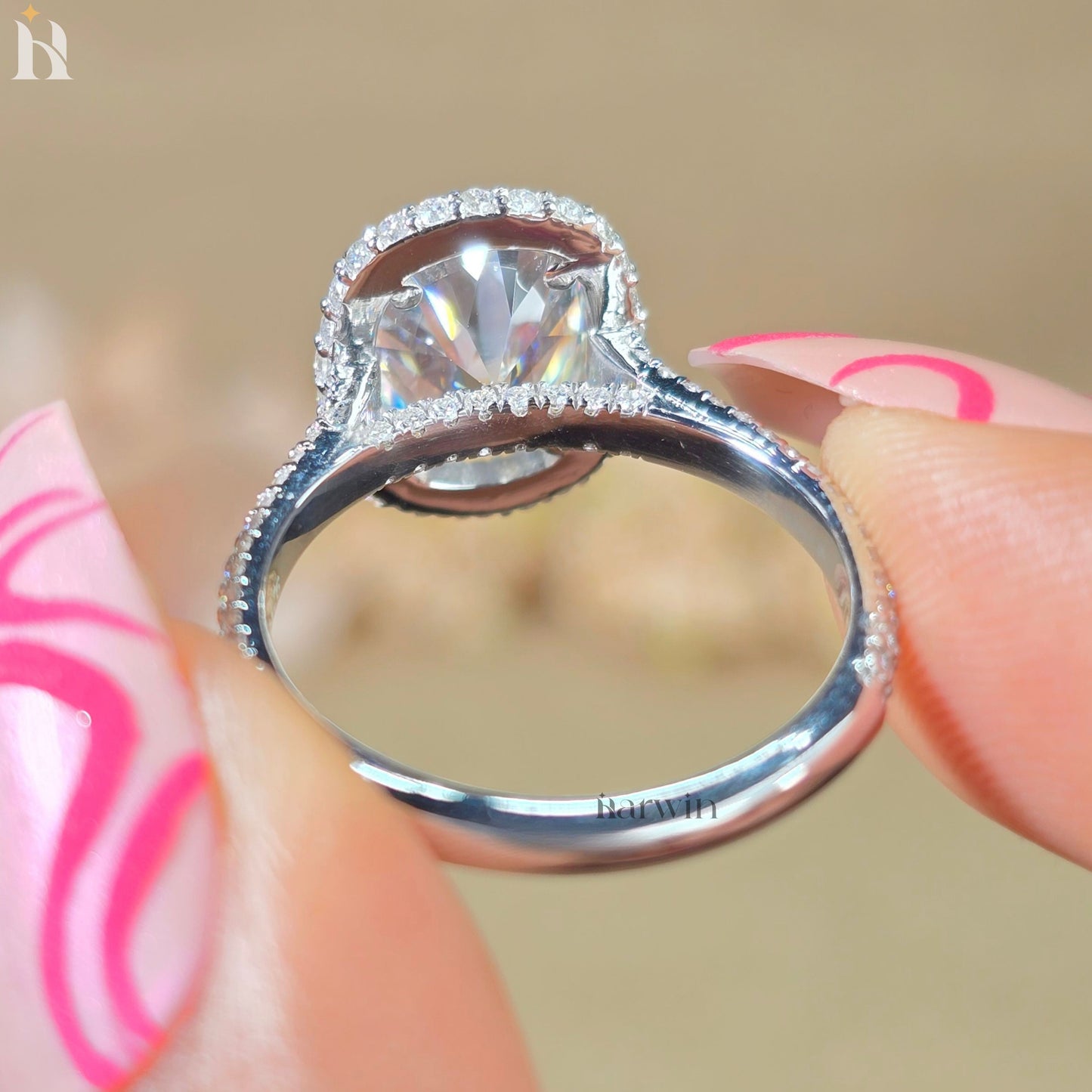4CT Elongated Cushion Cut Moissanite Wedding Ring