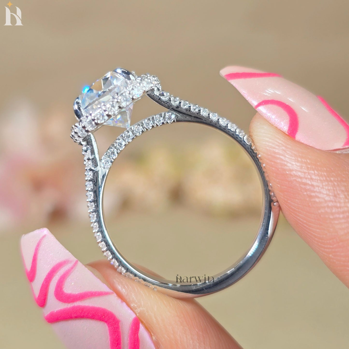 4CT Elongated Cushion Cut Moissanite Wedding Ring