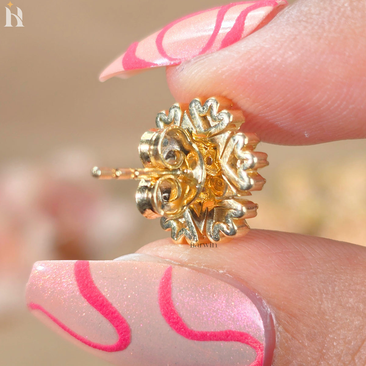 Round Cut Diamond Floral Cluster Stud Earrings, Sunburst Moissanite Flower Earrings
