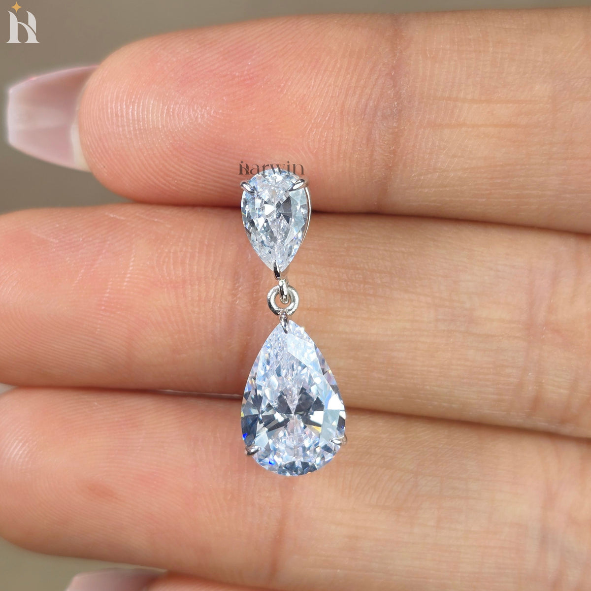 6 TCW Pear Cut Moissanite Dangle Earrings, Tear Drop Diamond Wedding Earrings