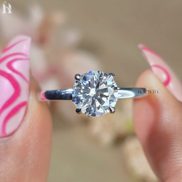 2CT Moissanite Solitaire Ring 14K Gold Hidden Halo Engagement Ring Wedding Promise Anniversary Gift for Women