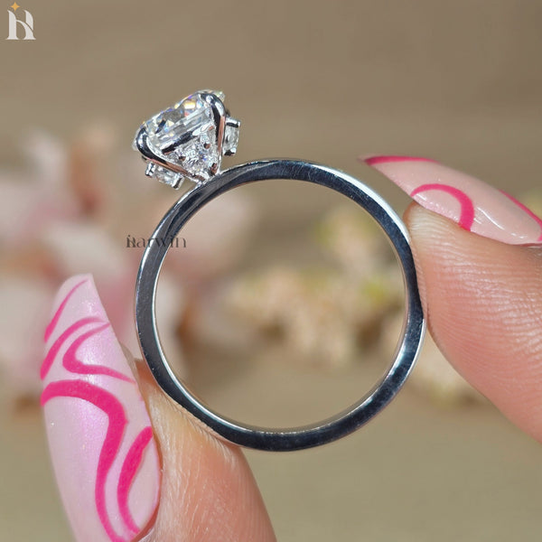2CT Moissanite Solitaire Ring 14K Gold Hidden Halo Engagement Ring Wedding Promise Anniversary Gift for Women