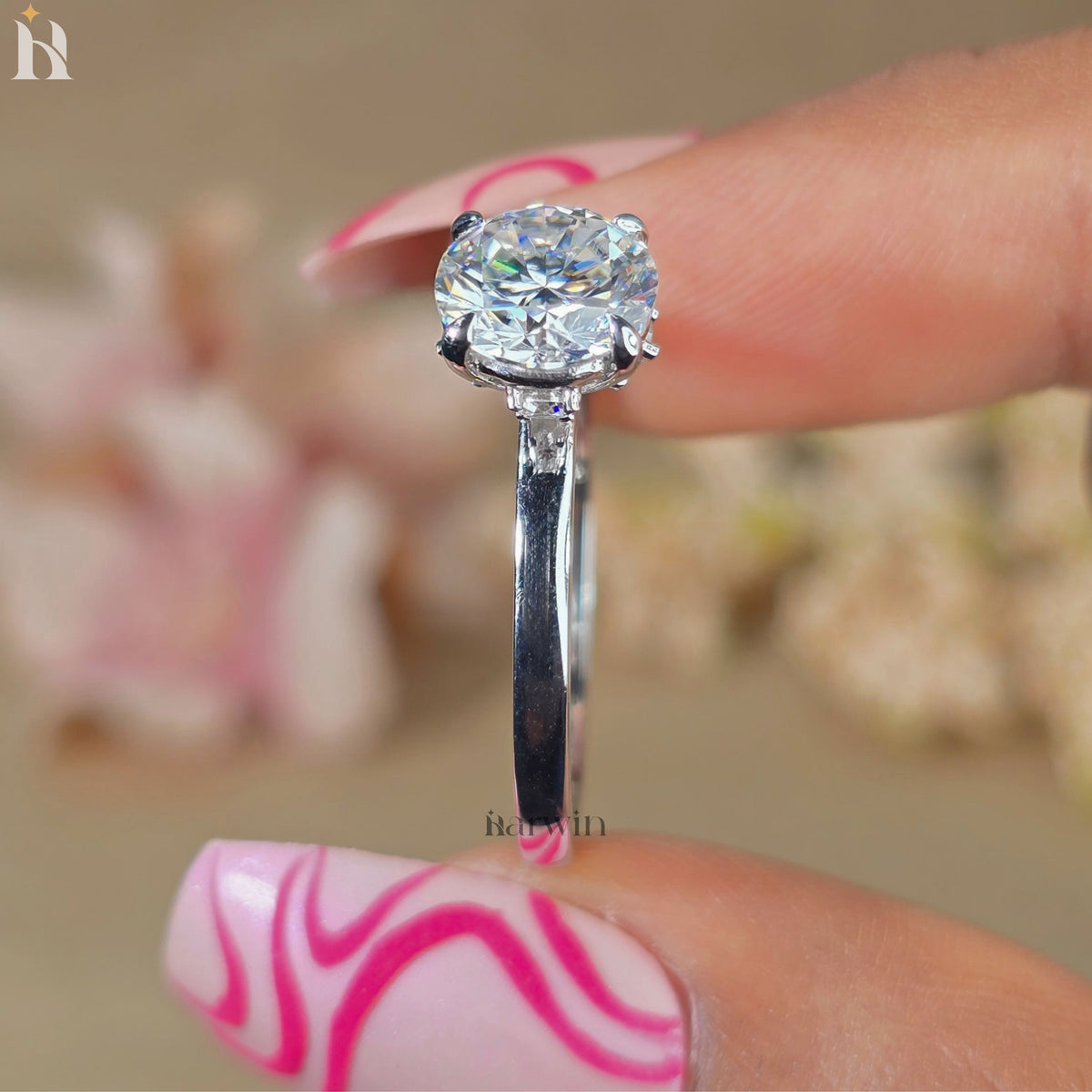 2CT Moissanite Solitaire Ring 14K Gold Hidden Halo Engagement Ring Wedding Promise Anniversary Gift for Women