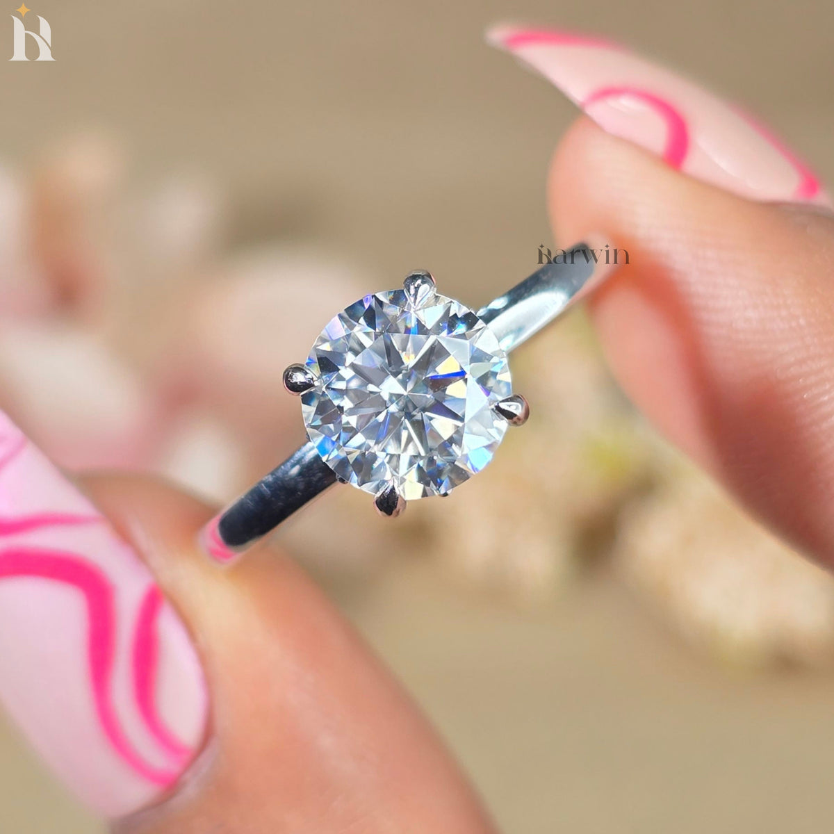 2CT Moissanite Solitaire Ring 14K Gold Hidden Halo Engagement Ring Wedding Promise Anniversary Gift for Women