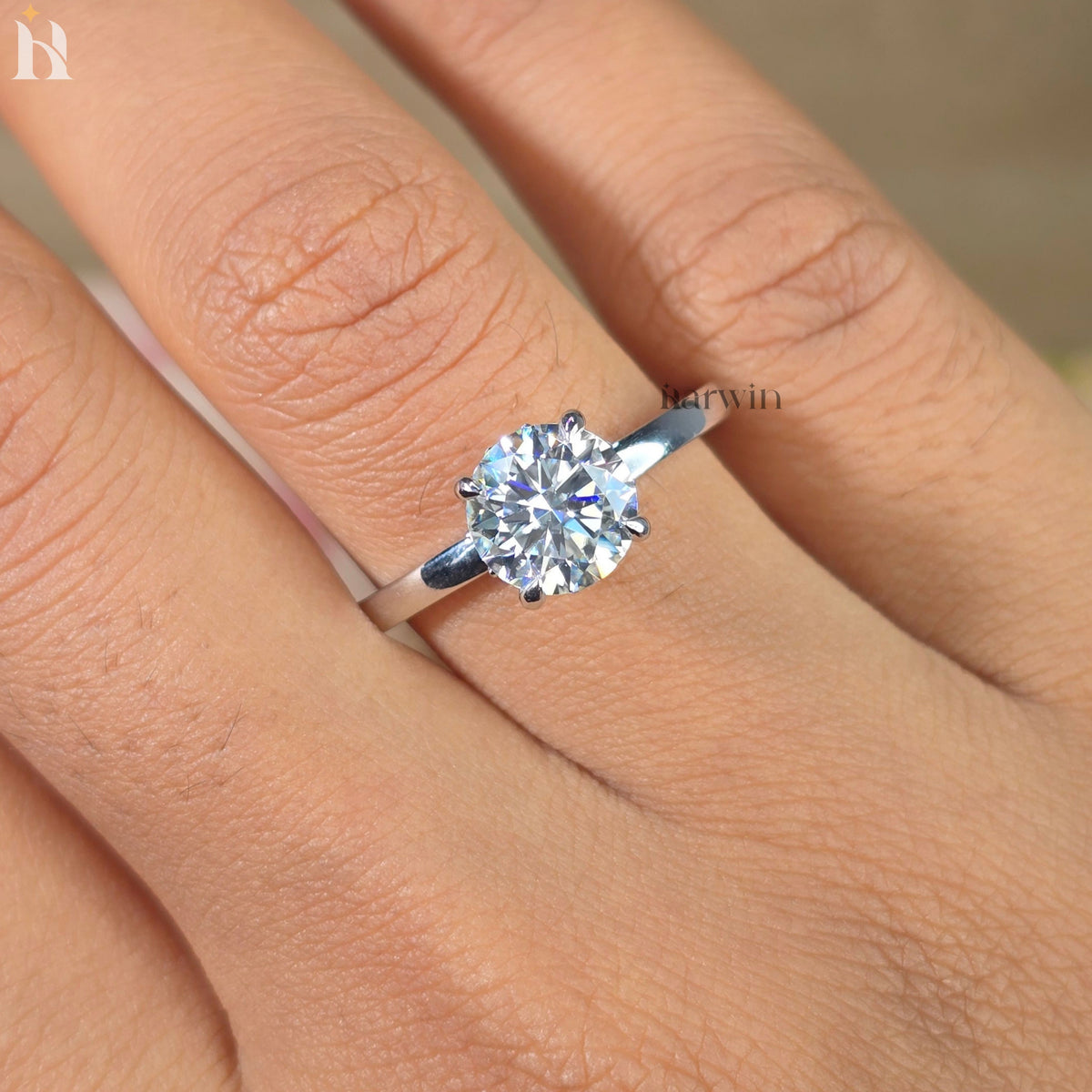 2CT Moissanite Solitaire Ring 14K Gold Hidden Halo Engagement Ring Wedding Promise Anniversary Gift for Women
