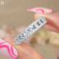 Round Cut Moissanite Wedding Band 14K Gold Ring, Half Eternity Diamond Band