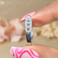 Round Cut Moissanite Wedding Band 14K Gold Ring, Half Eternity Diamond Band