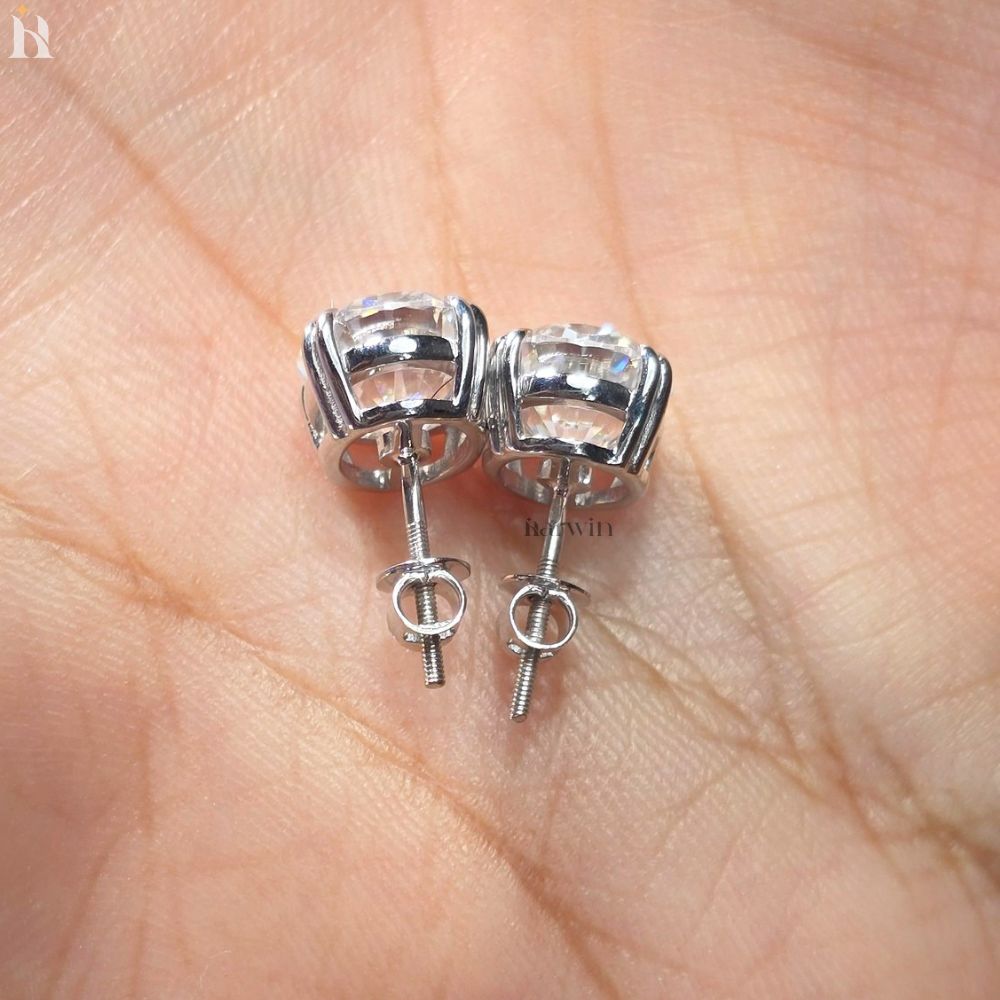 Oval Cut Moissanite Stud Earrings With Classic Double Prong Set Elegance Studs