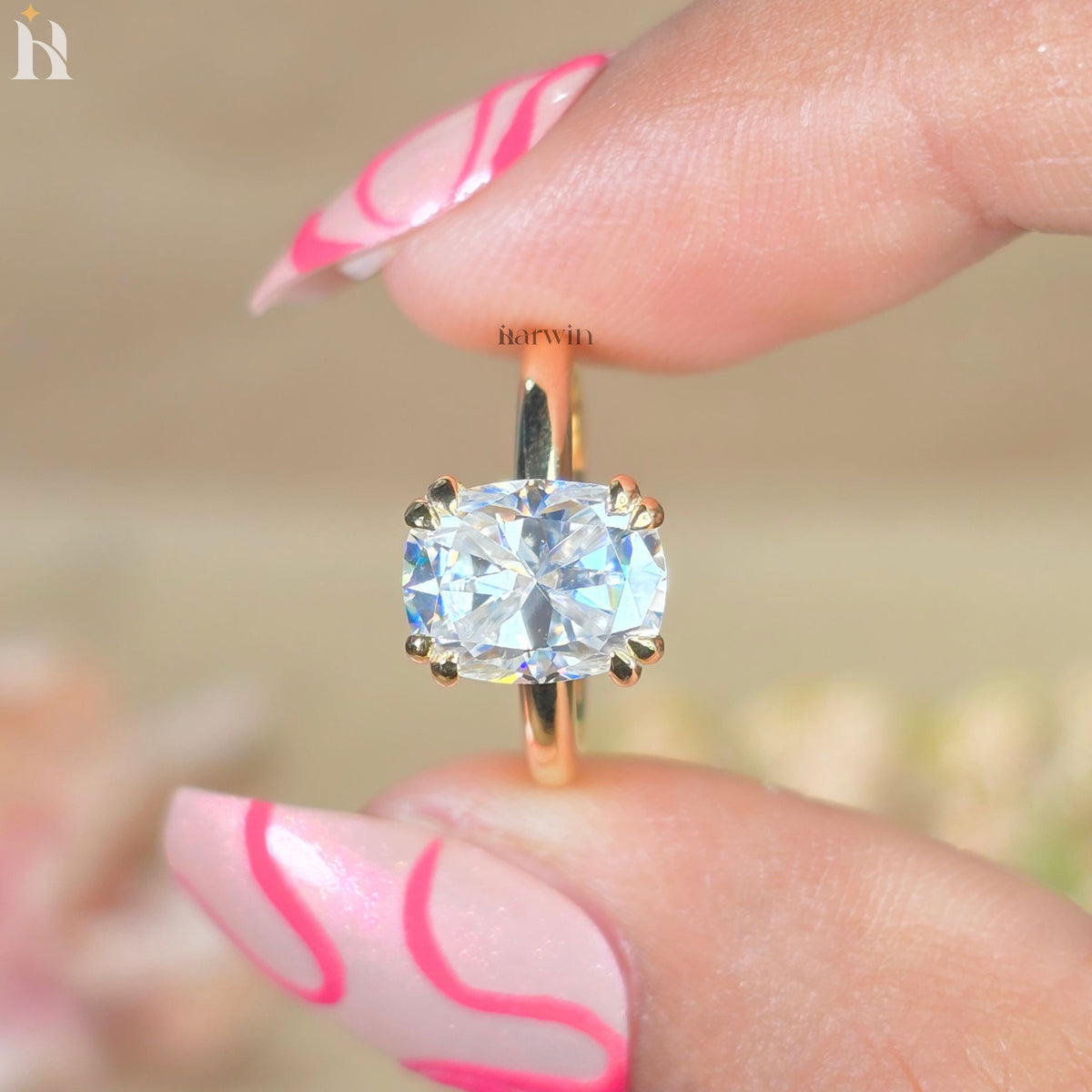 3.50 CT Antique Cushion Cut Moissanite Double Claw Set, Classic Solitaire Wedding & Anniversary Gift