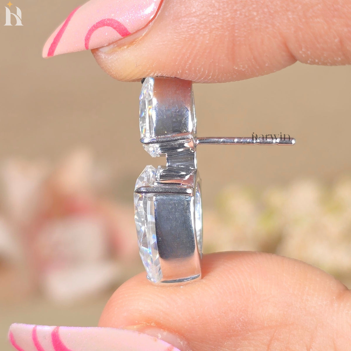 Pear Cut Moissanite Dangle Earrings, 14K White Gold Teardrop Bridal Jewelry