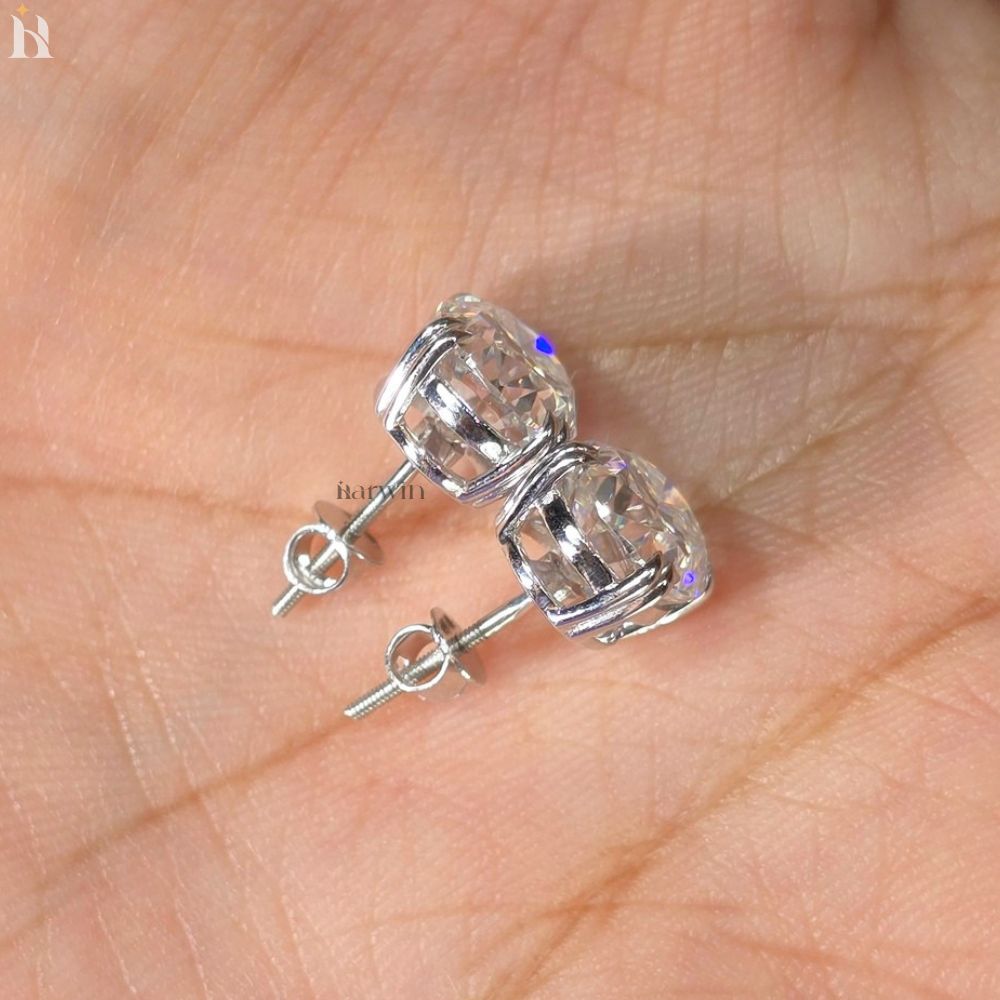 Oval Cut Moissanite Stud Earrings With Classic Double Prong Set Elegance Studs