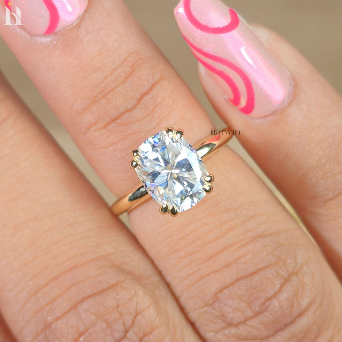 3.50 CT Antique Cushion Cut Moissanite Double Claw Set, Classic Solitaire Wedding & Anniversary Gift