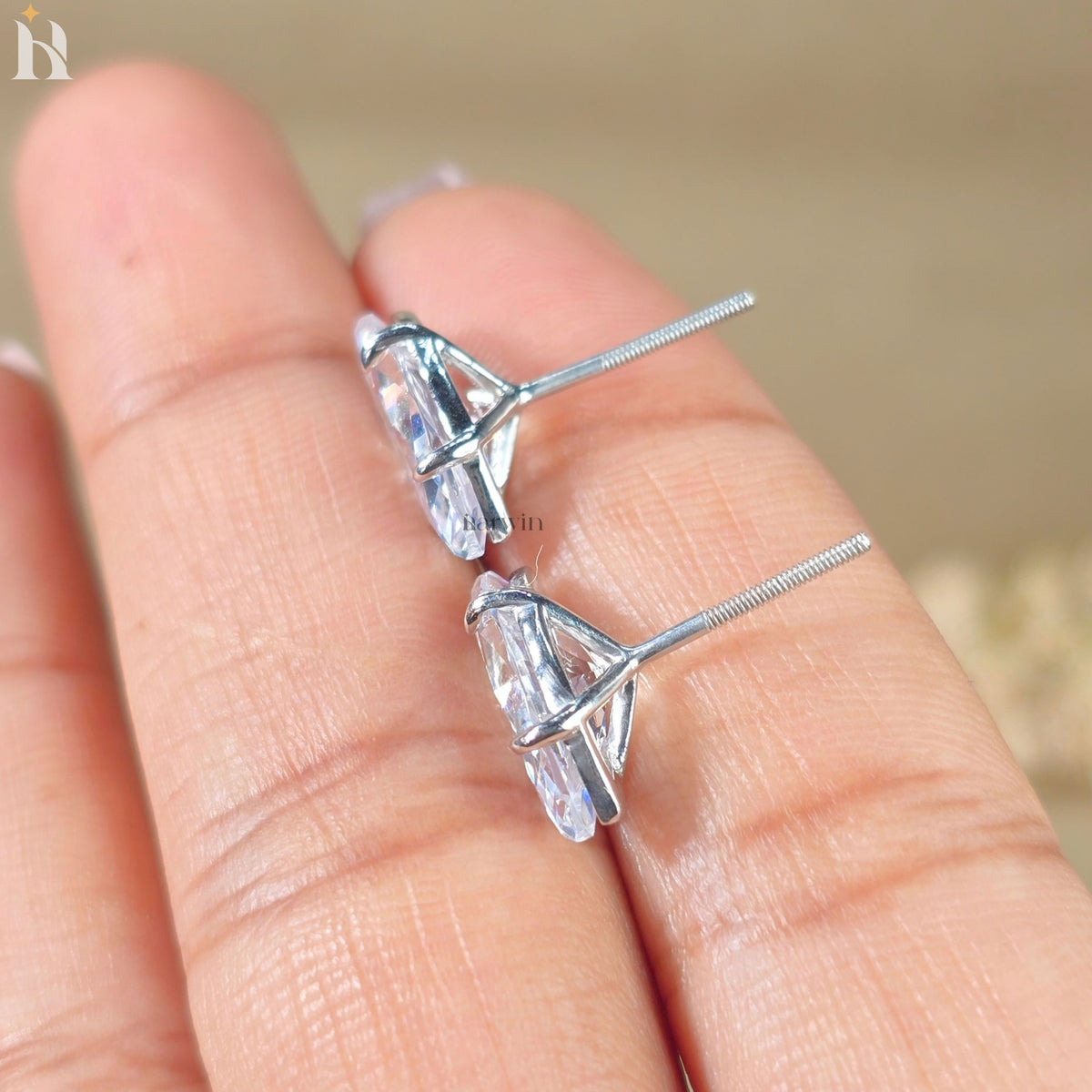 4 TCW Marquise Cut Moissanite Diamond Four Claw Prong Setting Stud Earrings