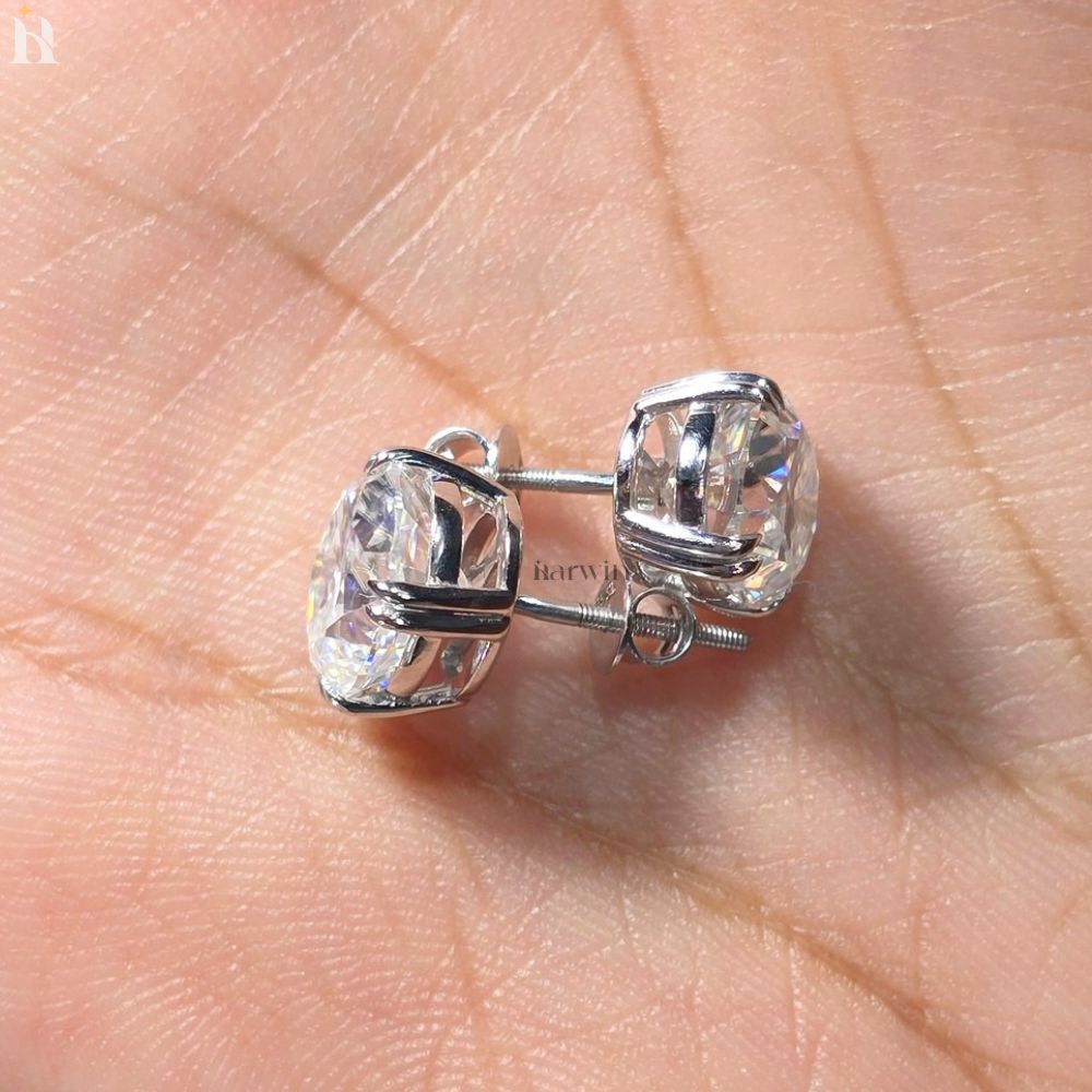 Oval Cut Moissanite Stud Earrings With Classic Double Prong Set Elegance Studs