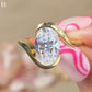 3.5 CT Oval Cut Half Bezel & Half Pave Set Moissanite Wedding Ring