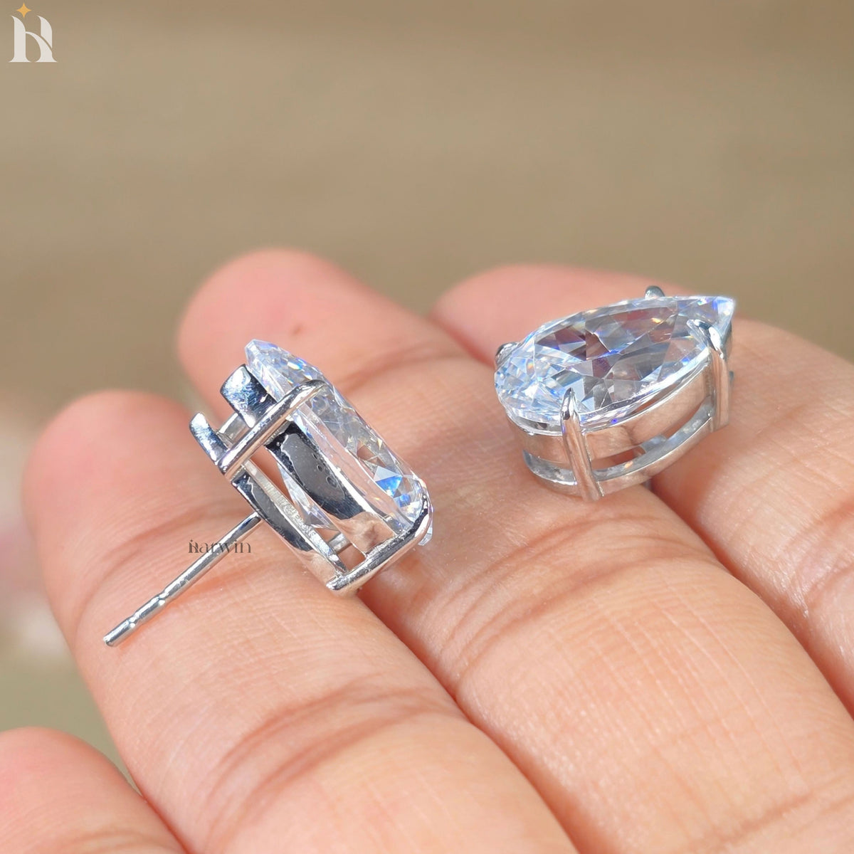 Large 11 TCW Pear Cut Moissanite Stud Earrings, Teardrop Solitaire Diamond Earrings