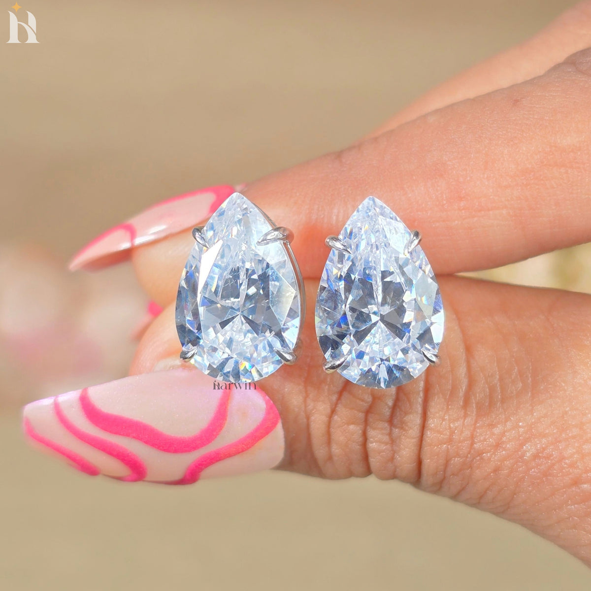 Large 11 TCW Pear Cut Moissanite Stud Earrings, Teardrop Solitaire Diamond Earrings